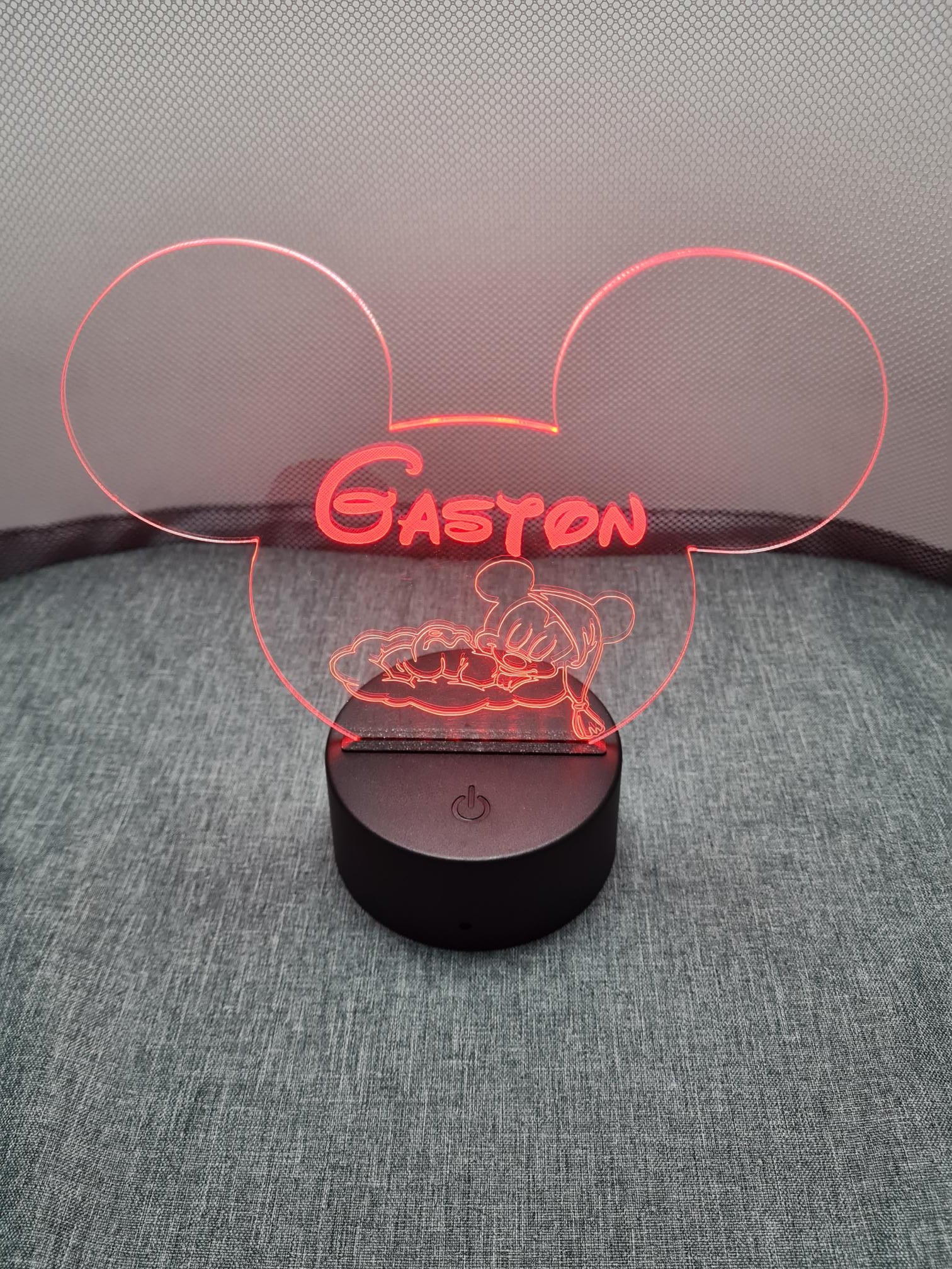 Veilleuse LED enfant personnalisée | Tête Mickey | Avec prénom et personnage