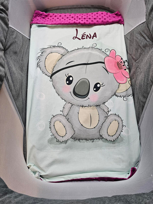 Couverture Plaid Bébé Koala Fille | 70cm x 95cm | Couleur minky au choix