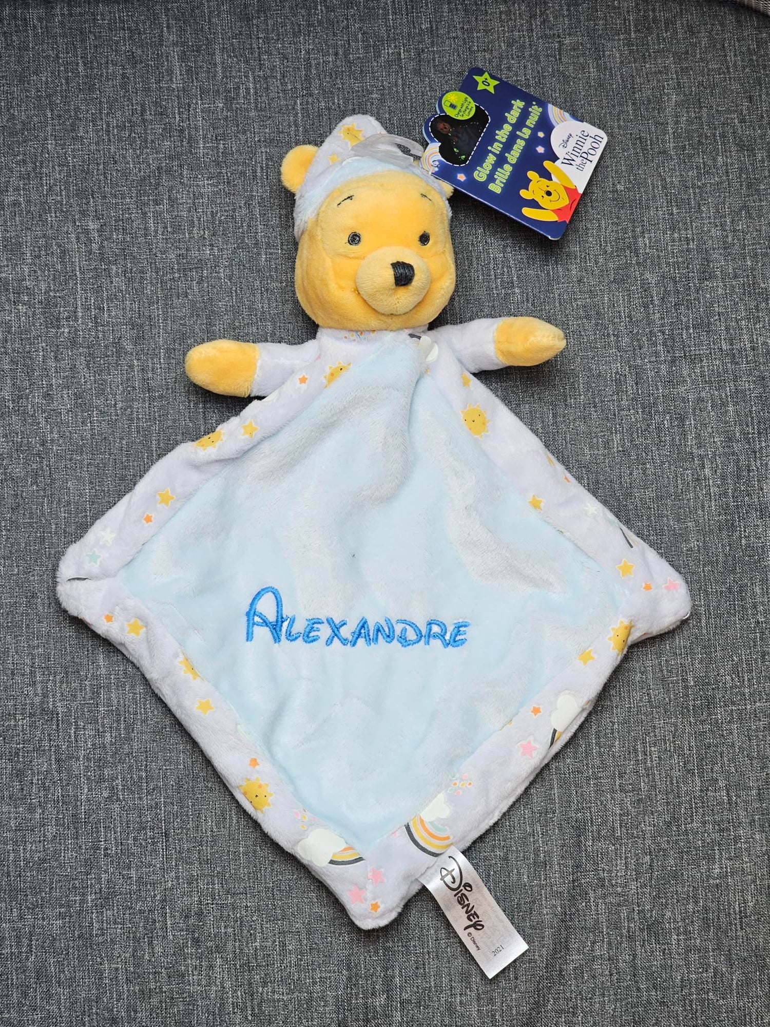 Doudou Disney Bébé Winnie Phosphorescent Personnalisé - Calincaline.be