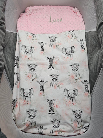 Couverture Fille 70x95 cm | Coton et Minky | 0-3 ans | A personnaliser