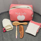 Personalized children's toiletry bag with engraved accessories