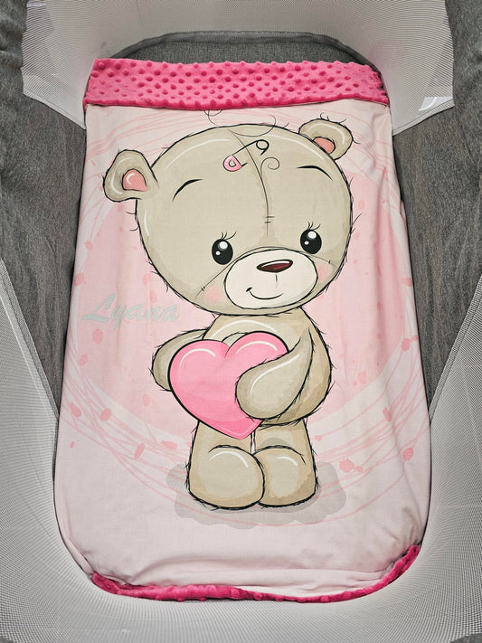 Couverture Plaid Bébé Teddy Girl | 70cm x 95cm | Couleur minky au choix - Calincaline.be