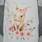 Couverture Plaid Bébé Lapin Fleuri | 70cm x 95cm | Couleur minky au choix - Calincaline.be