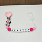 Attache Sucette A Perles En Silicone | Prénom Personnalisée | Minnie Portrait