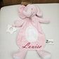 Doudou Eléphant 28cm Rose Avec Anneau de Dentition | Prénom Brodé
