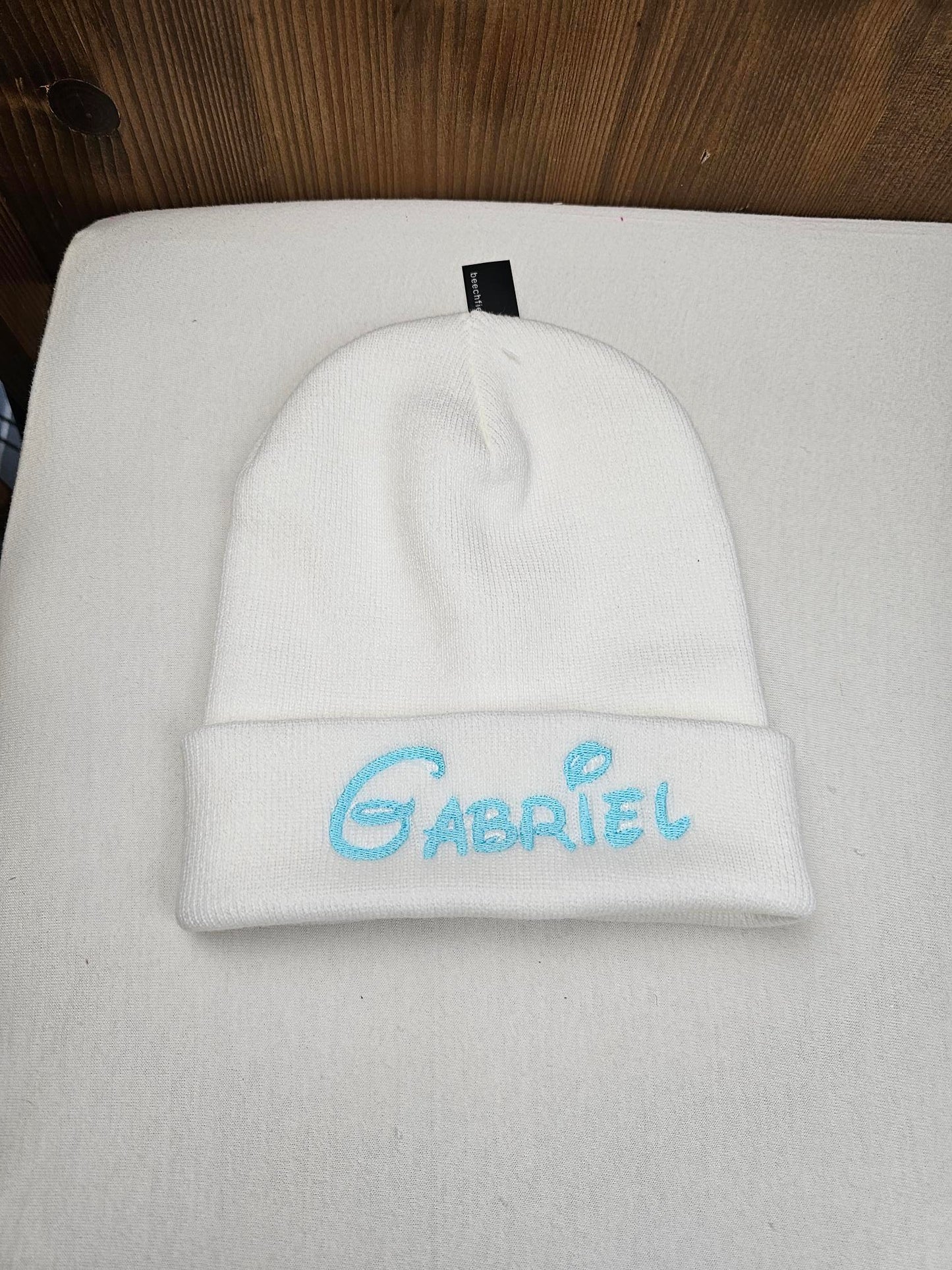 Bonnet Rabat Avec Prénom Brodé | Taille Unique | Blanc