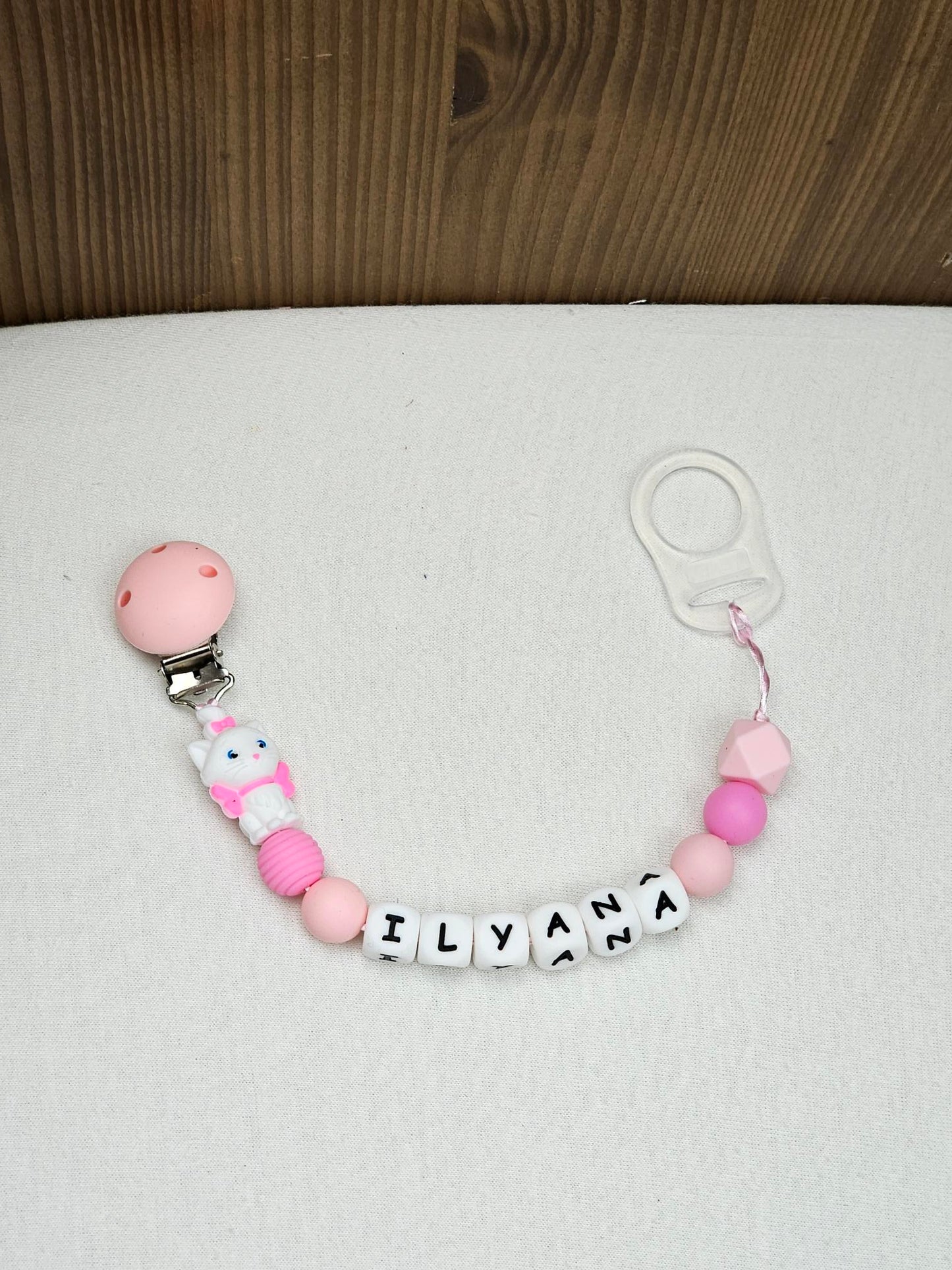 Attache Sucette A Perles En Silicone | Prénom Personnalisée | Marie