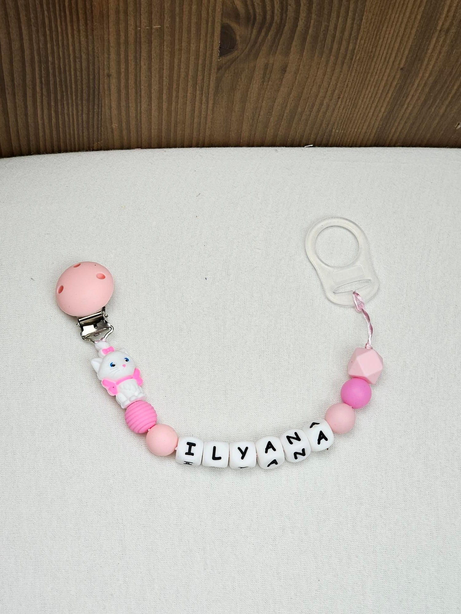 Attache Sucette A Perles En Silicone | Prénom Personnalisée | Marie