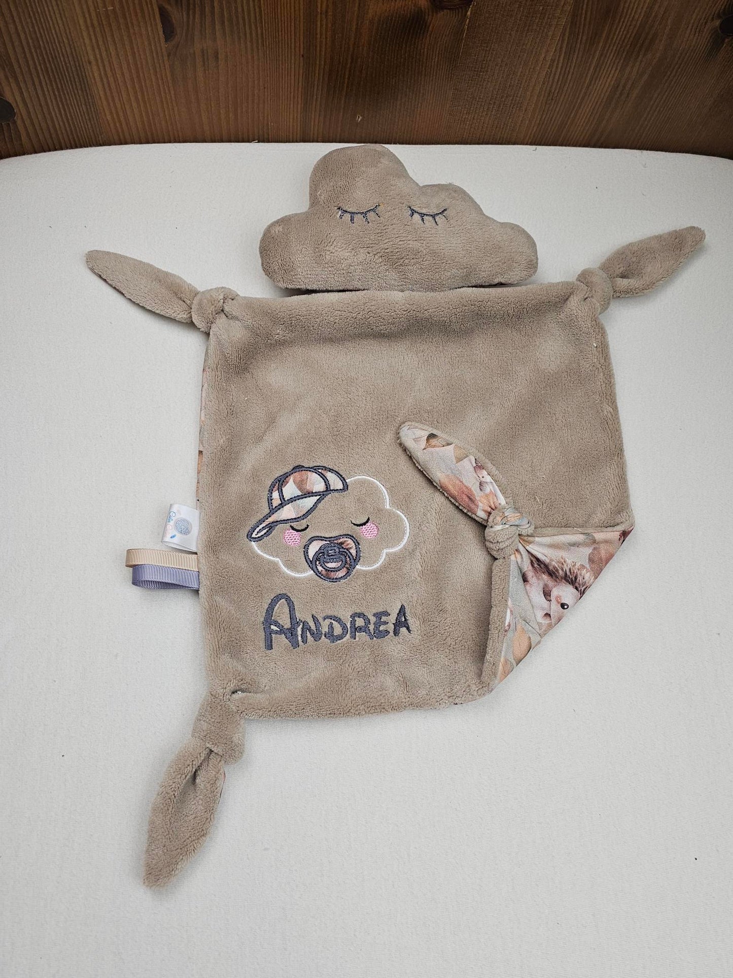 
Doudou Nuage Fille avec prénom brodé | Coton Polaire | A personnaliser
