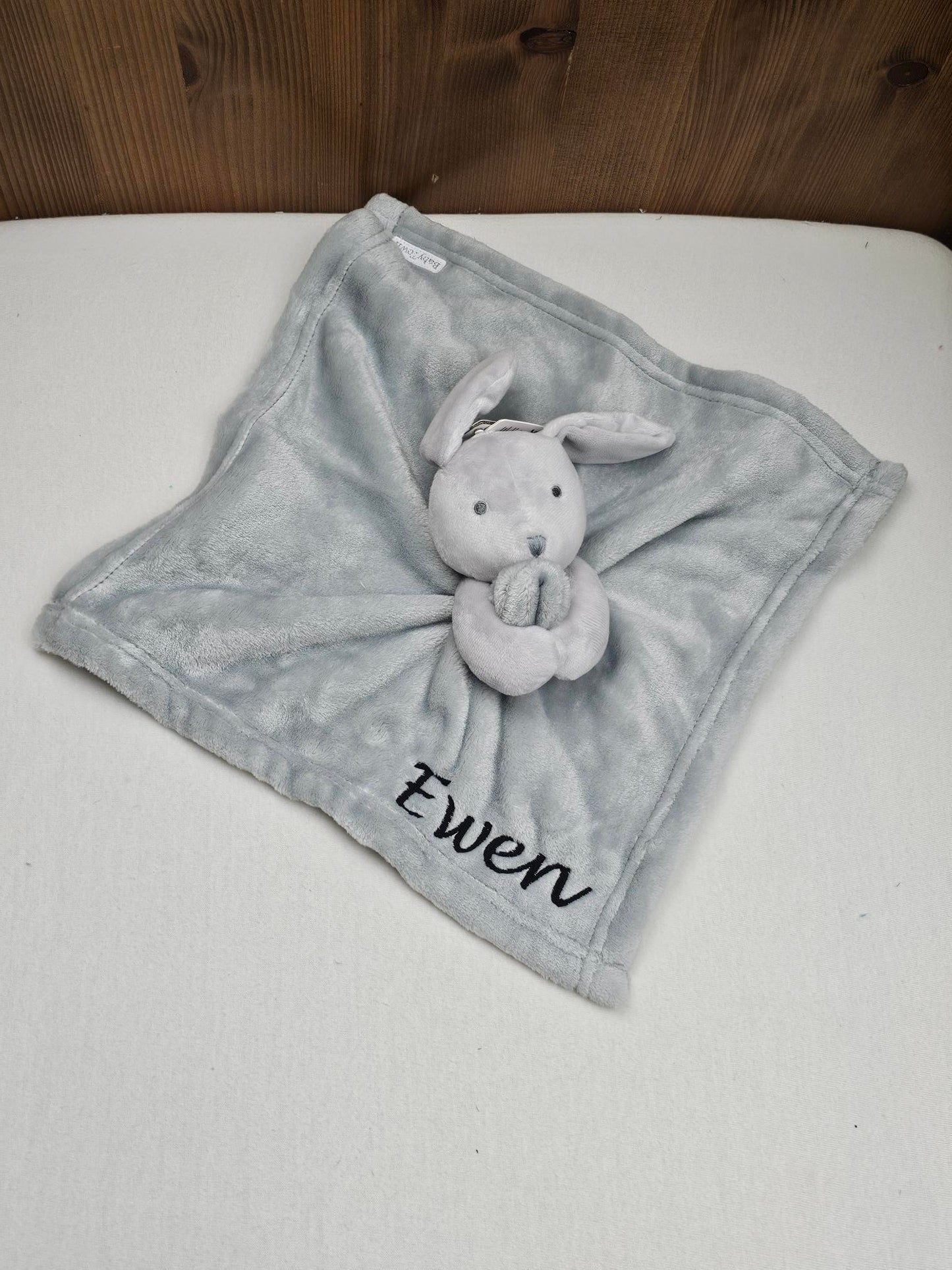 Doudou Mouchoir Lapinou Gris 35cm | Avec Prénom Personnalisé | Baby Town