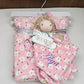 Pack Bébé A Personnaliser | Couverture Eté Rose 75cm x 90cm + Doudou Vache 35cm