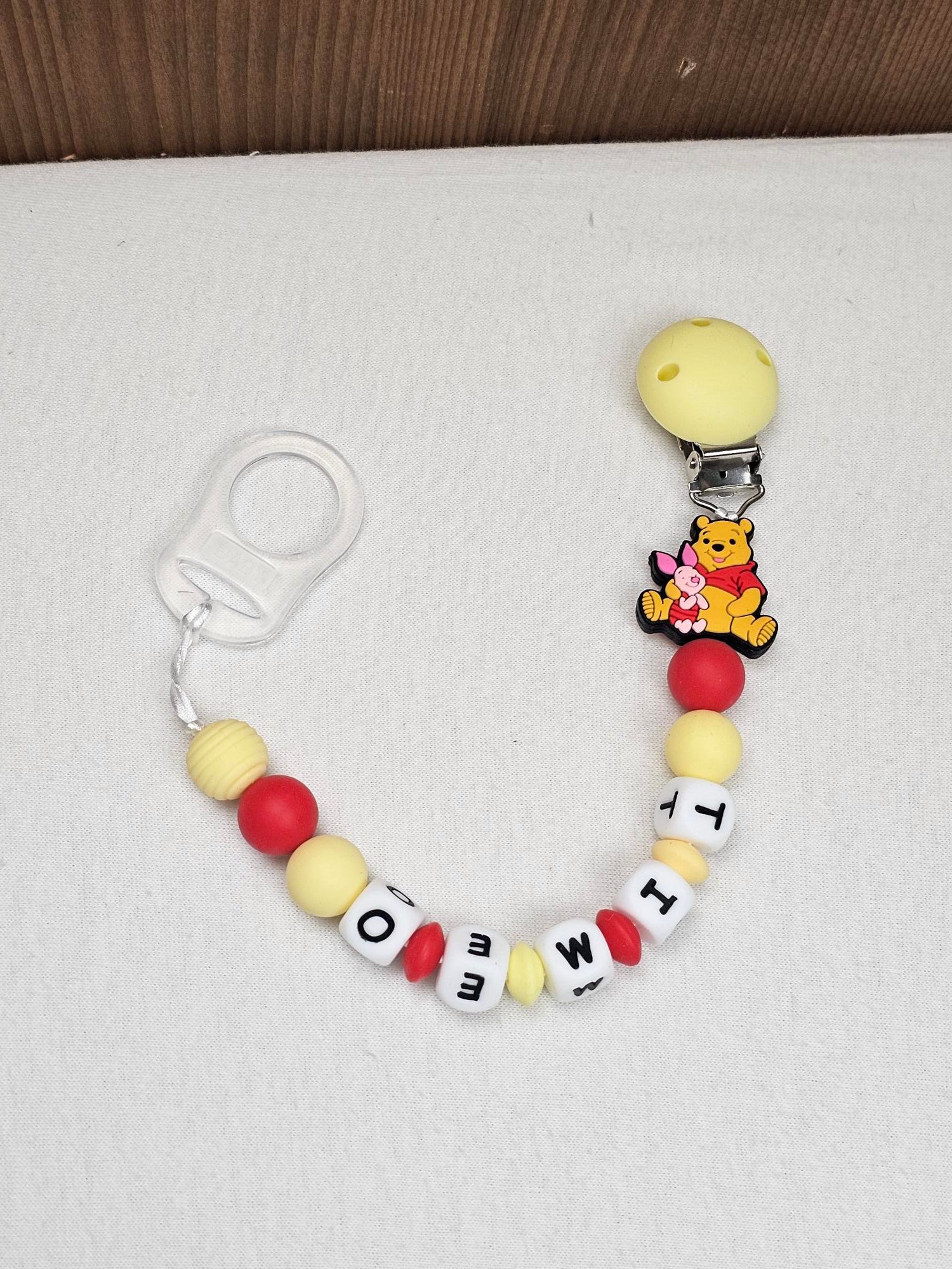 Attache Sucette A Perles En Silicone | Prénom Personnalisée | Winnie & Porcinet