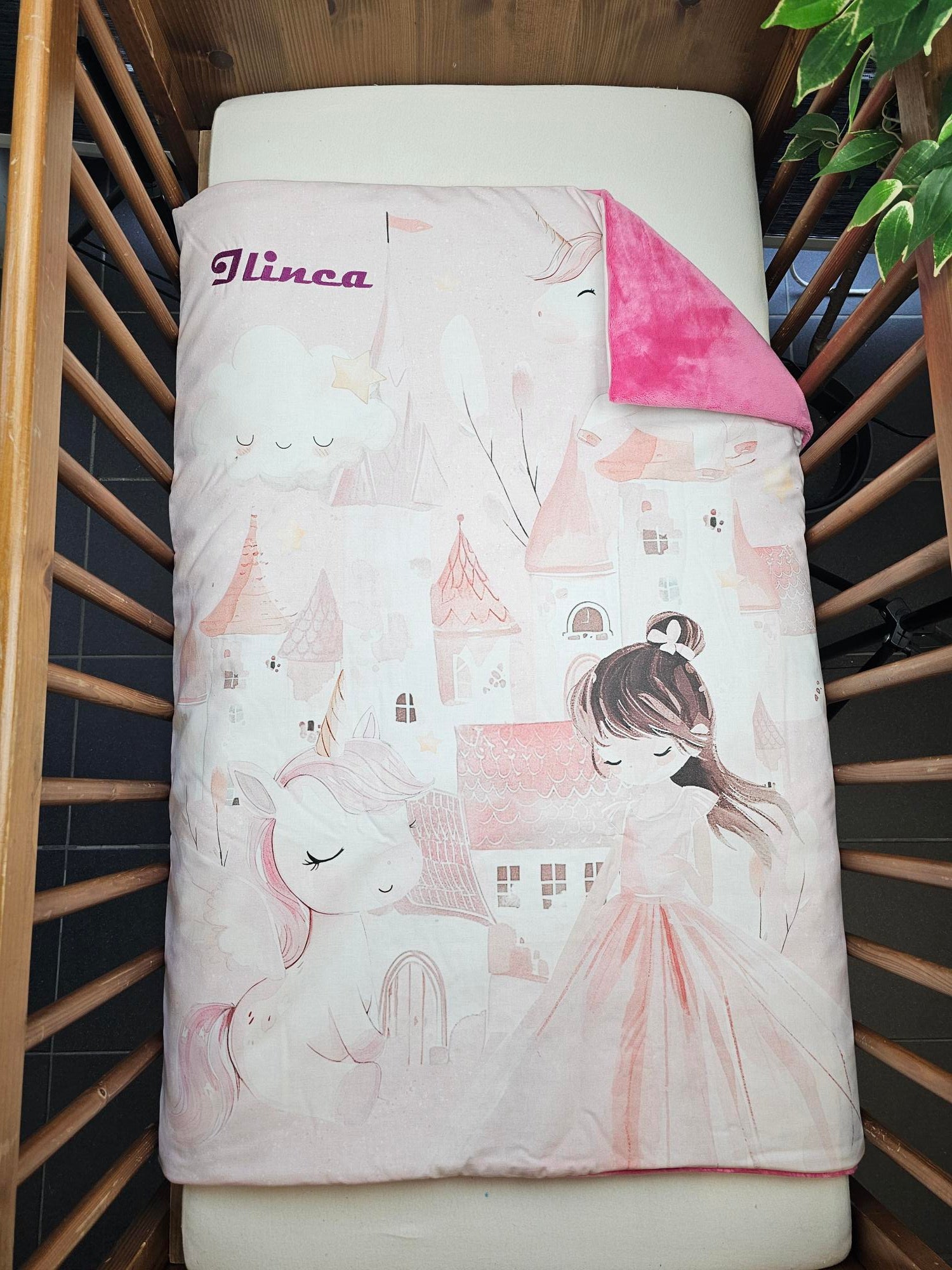 Couverture Plaid Bébé | Royaume Licorne | 70cm x 95cm | A Personnaliser