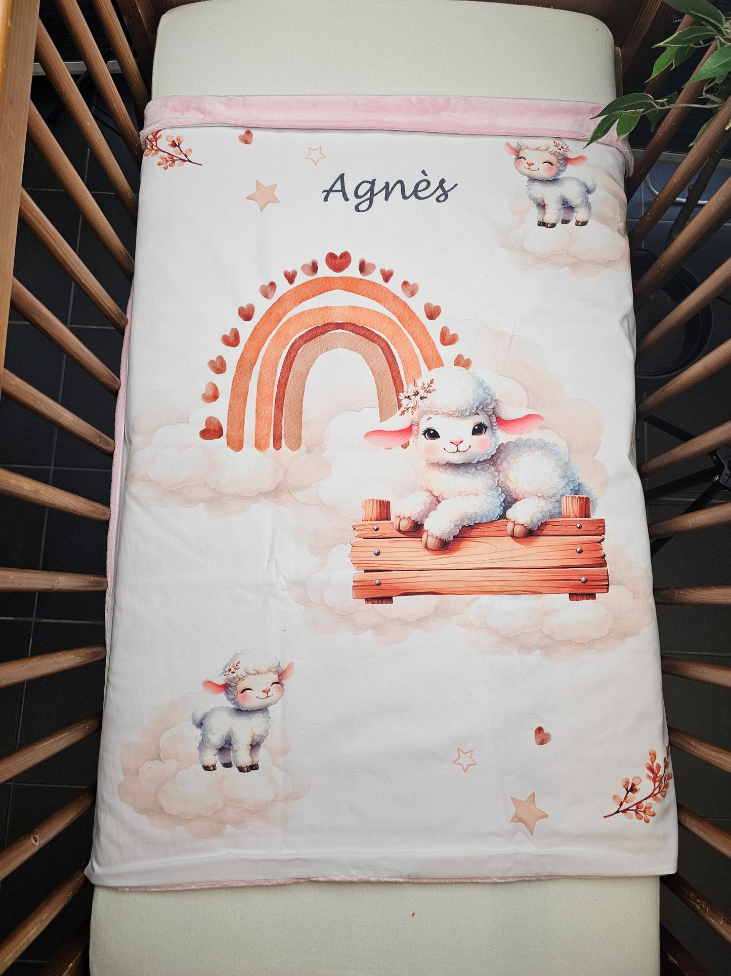 Couverture Plaid Bébé | Mouton Nuage Boho | 70cm x 95cm | A Personnaliser