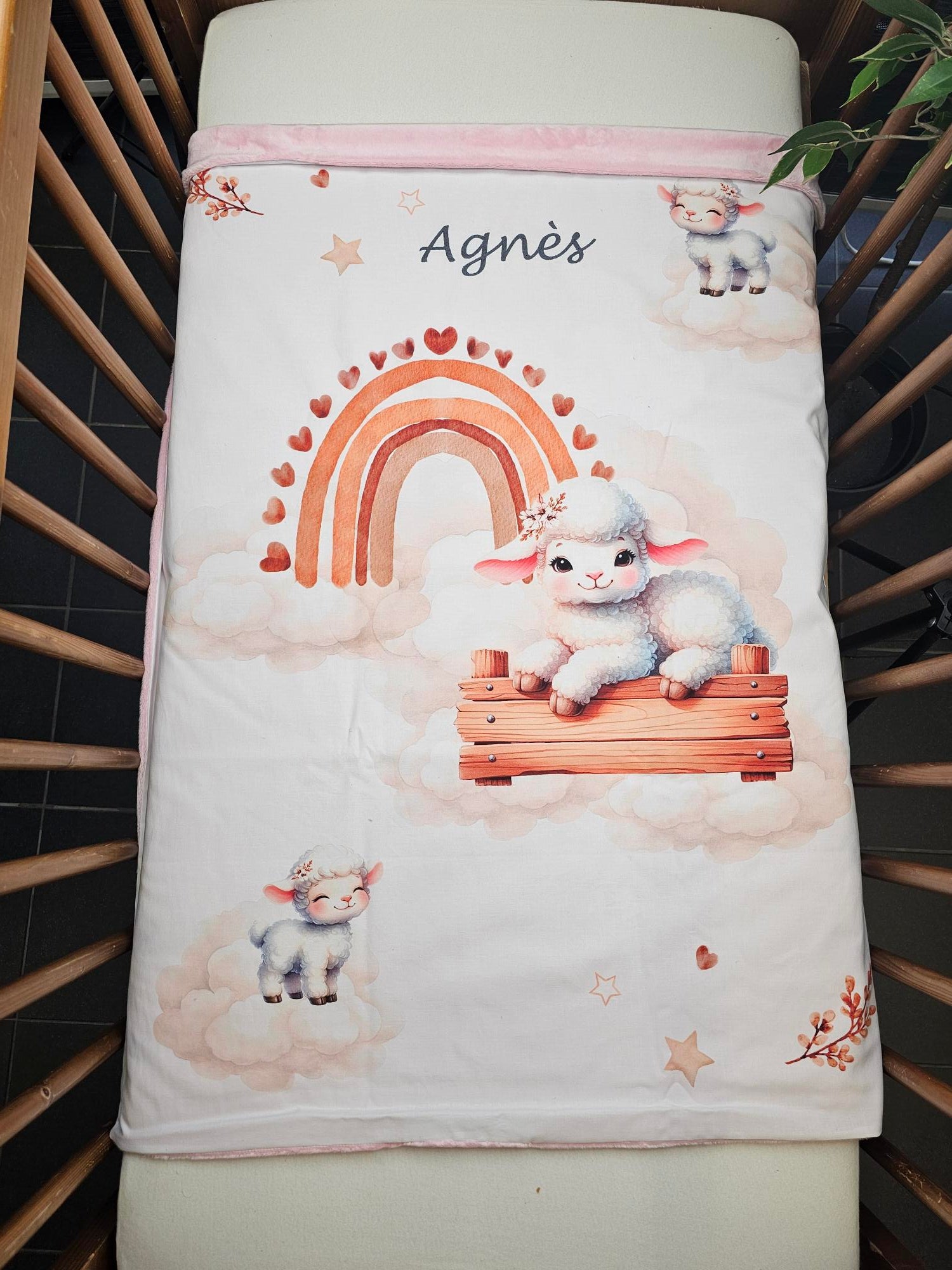 Couverture Plaid Bébé | Mouton Nuage Boho | 70cm x 95cm | A Personnaliser