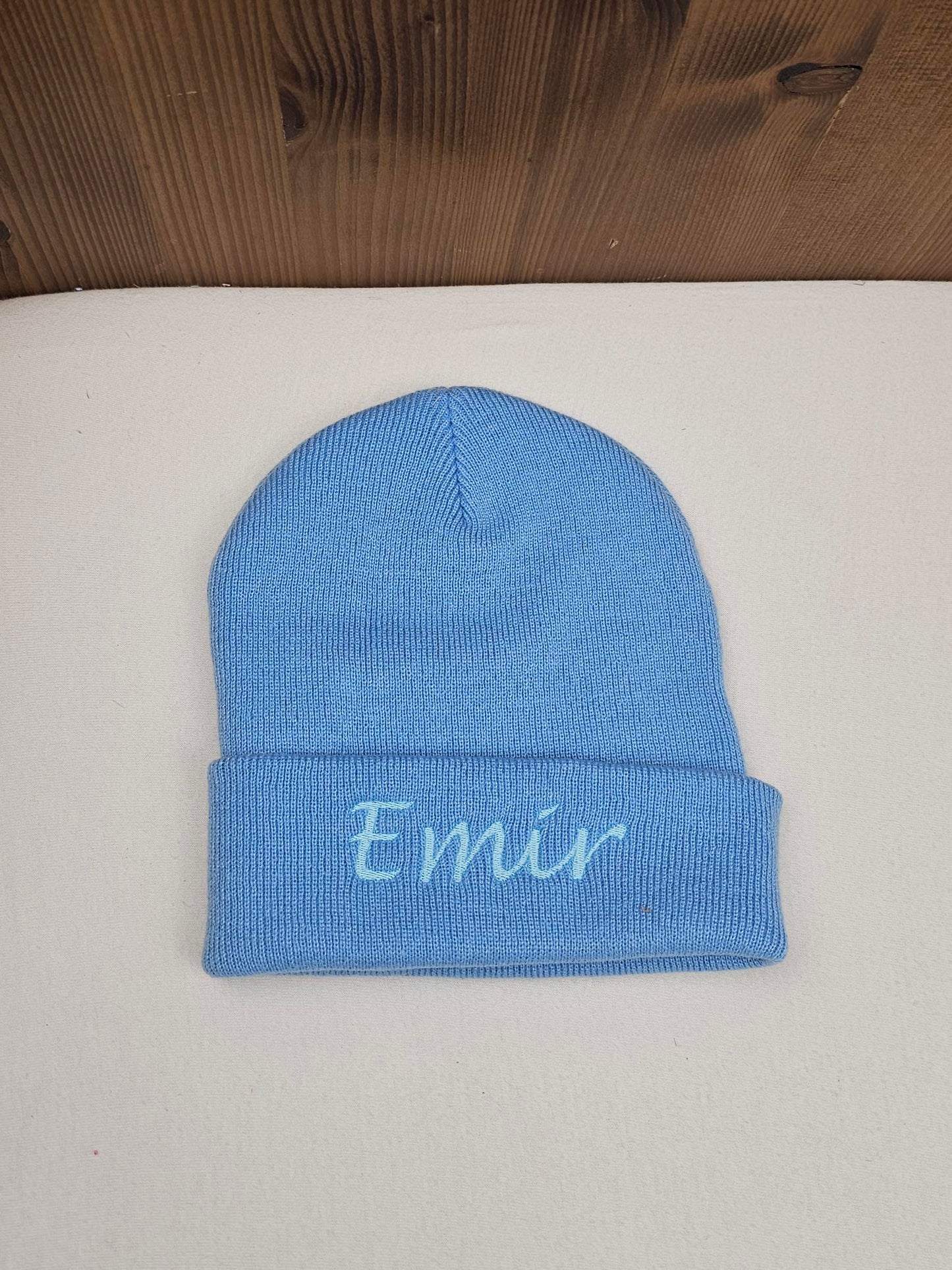 Bonnet Rabat Avec Prénom Brodé | Taille Unique | Bleu Ciel