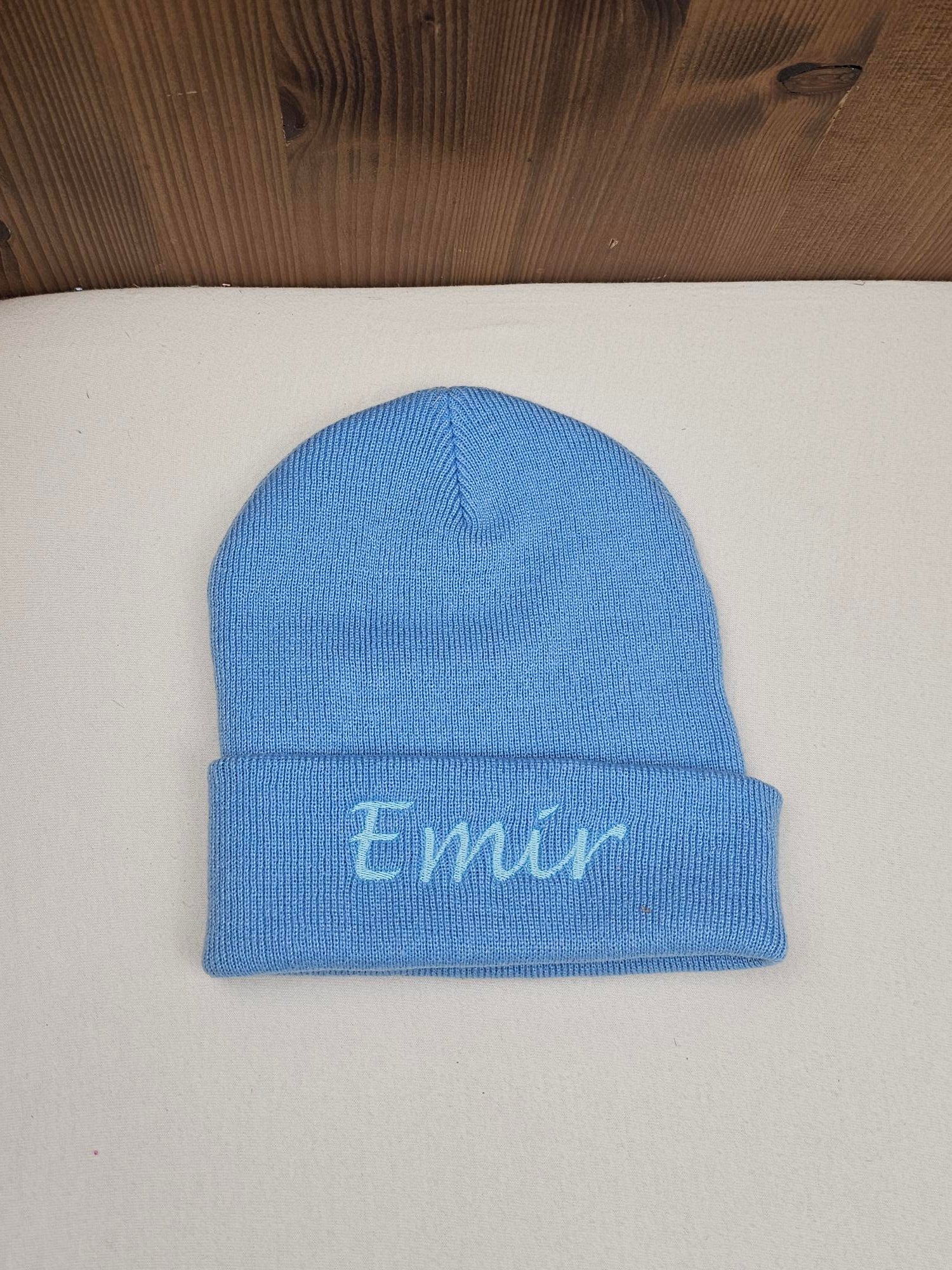 Bonnet Rabat Avec Prénom Brodé | Taille Unique | Bleu Ciel