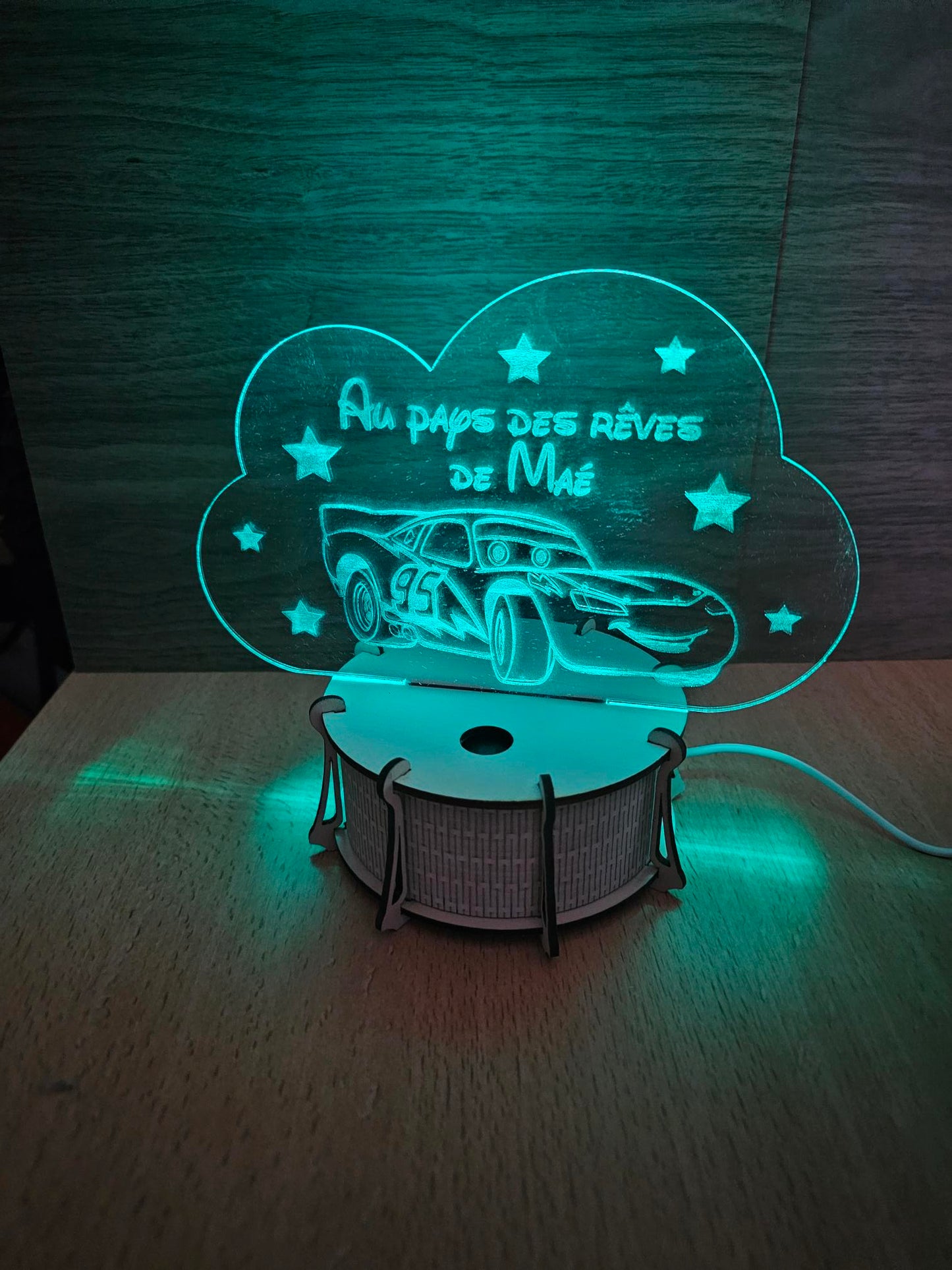 Veilleuse LED 15cm Personnalisée | Nuage | Avec prénom et personnage