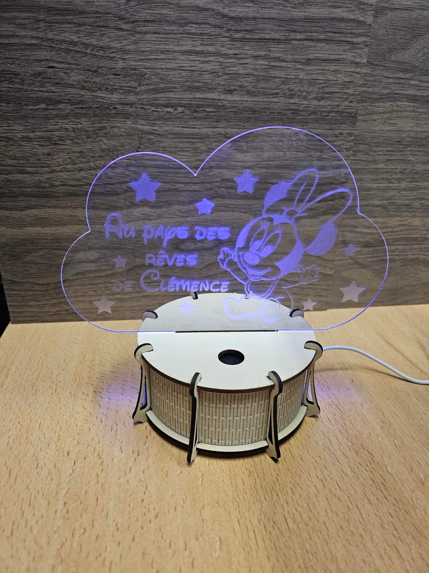 Veilleuse LED 15cm Personnalisée | Nuage | Avec prénom et personnage