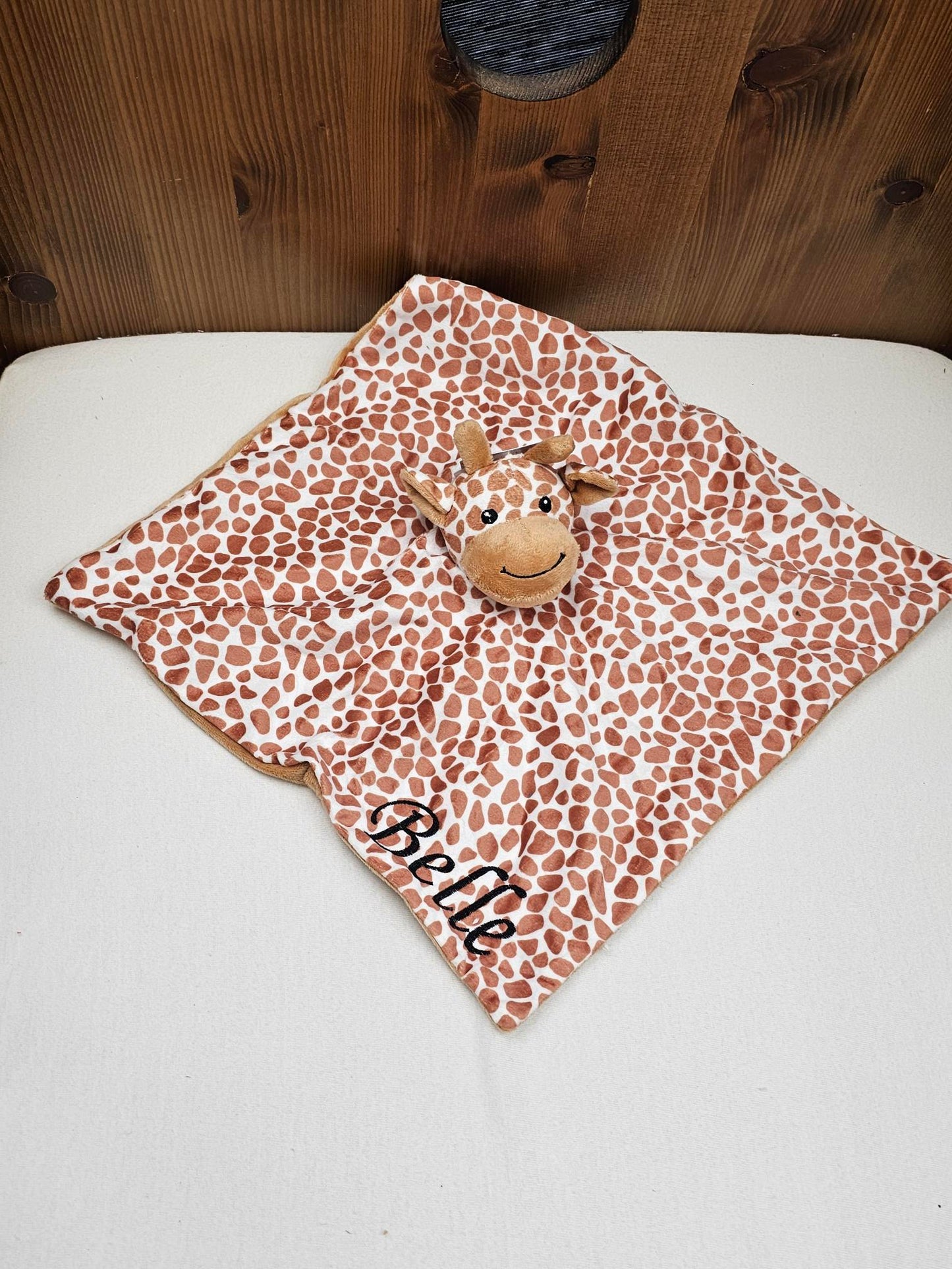Doudou Mouchoir Plat Girafe 35cm | Prénom Personnalisé