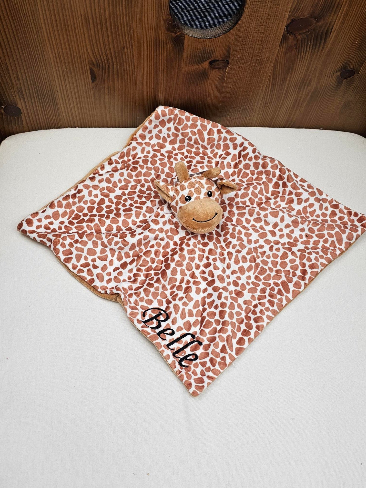 Doudou Mouchoir Plat Girafe 35cm | Prénom Personnalisé