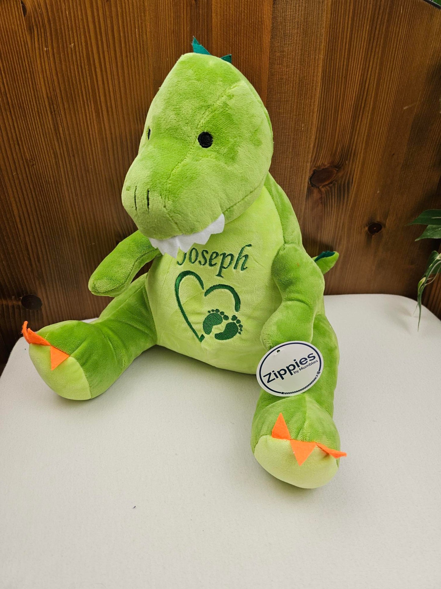 Peluche Mumbles Zippies Brodée | Dino Vert | A personnaliser