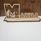Prénom avec lettre 3D en bois | Avec pied à poser | A personnaliser | 10cm x 29cm