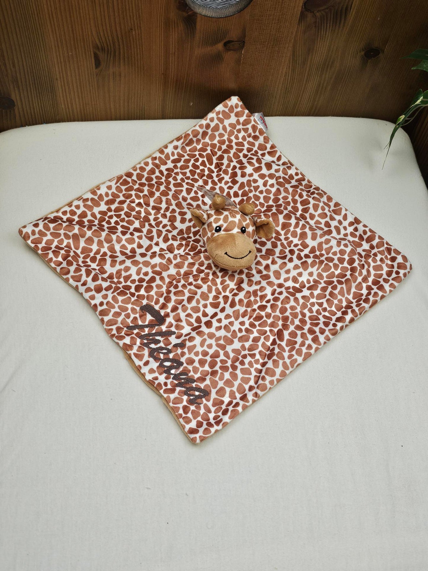 Doudou Mouchoir Plat Girafe 35cm | Prénom Personnalisé