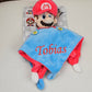 Doudou Mouchoir Plat Super Mario avec Grelot | 25cm | Prénom brodé