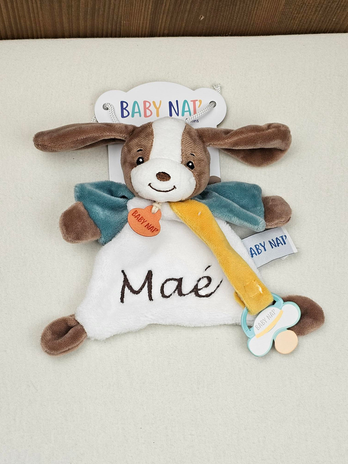 Doudou & Attache Sucette Lucien le Chien Personnalisé | BabyNat