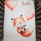 Couverture Plaid Bébé | Renard & Ballon Coeur | 70cm x 95cm | A Personnaliser