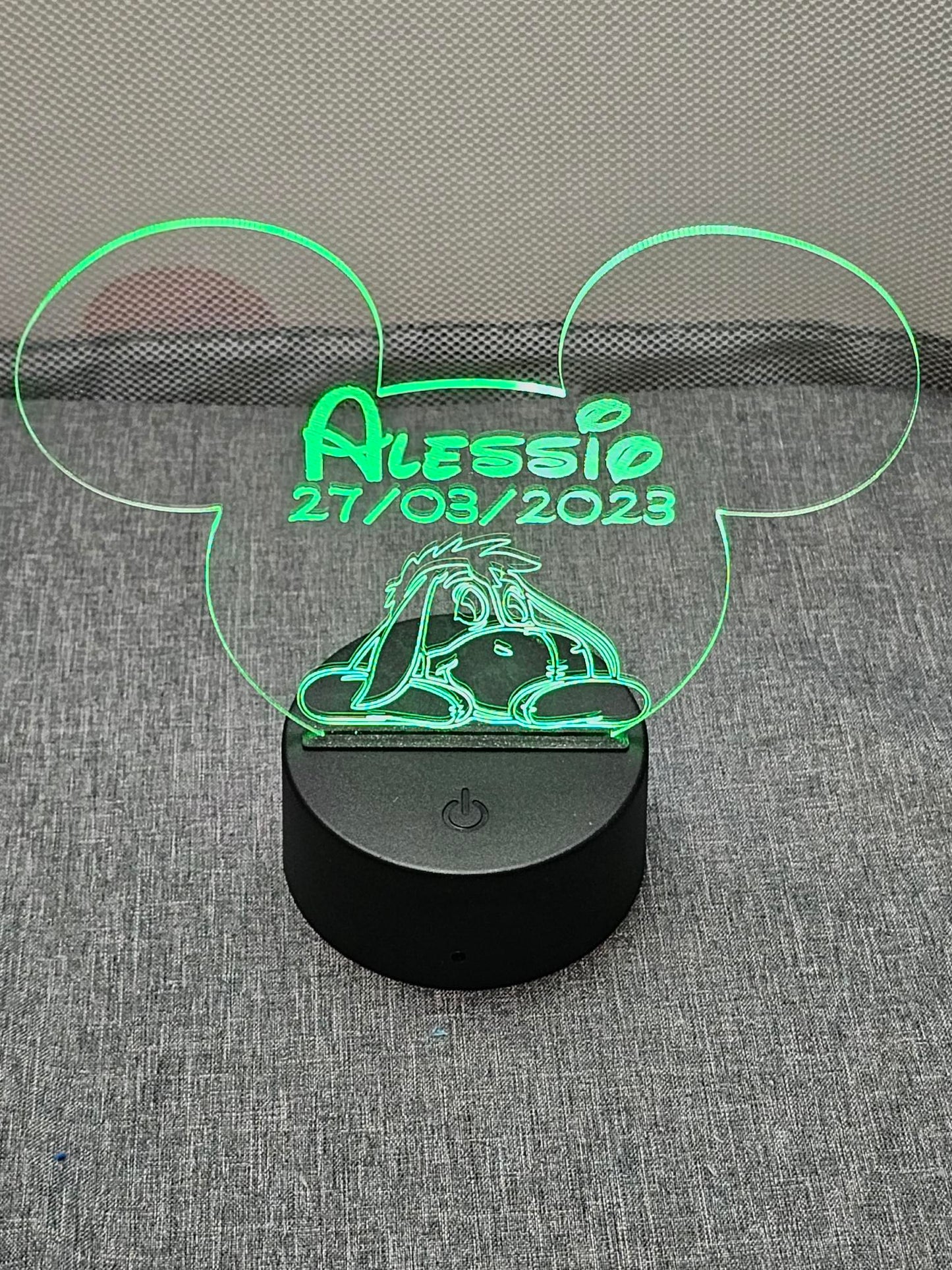 Veilleuse LED enfant personnalisée | Tête Mickey | Avec prénom et personnage