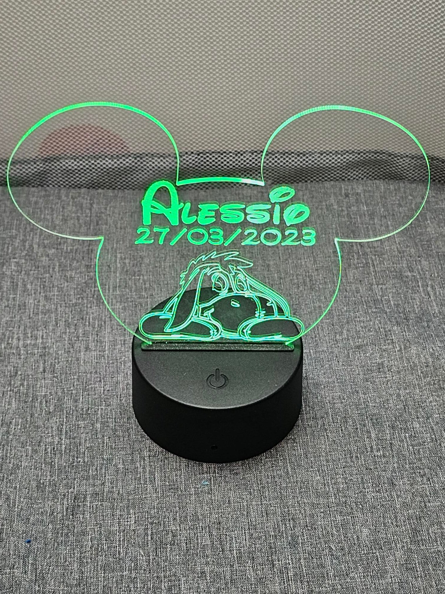 Veilleuse LED enfant personnalisée | Tête Mickey | Avec prénom et personnage