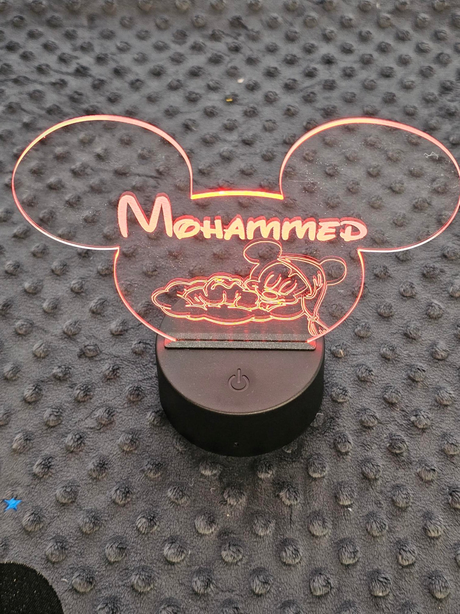 Veilleuse LED enfant personnalisée | Tête Mickey | Avec prénom et personnage