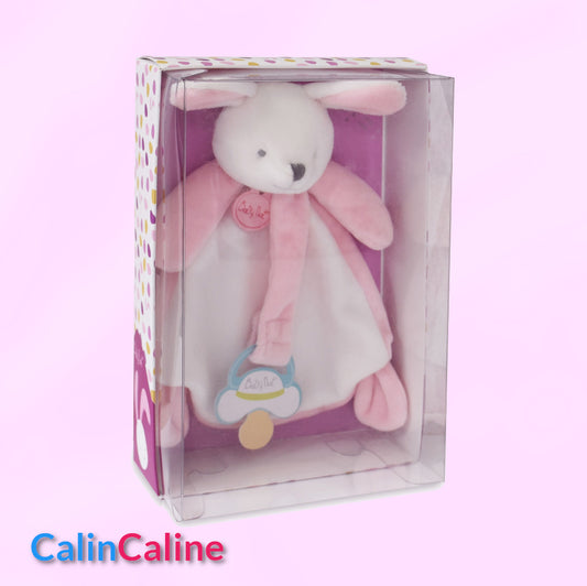 Personalized Pink Rabbit Soft Toy & Pacifier Clip | BabyNat