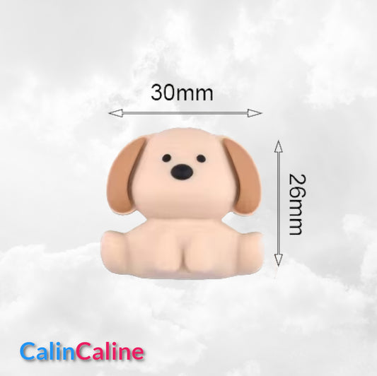 Attache Sucette A Perles En Silicone | Prénom Personnalisée | Chien Beige