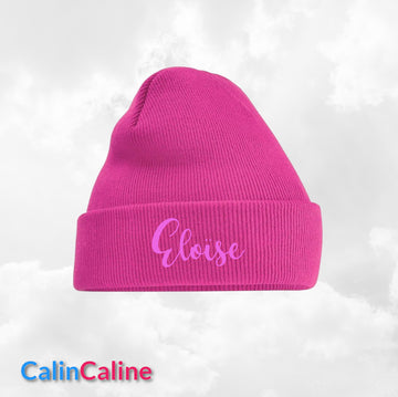 Bonnet Rabat Avec Prénom Brodé | Taille Unique | Rose Fuchsia