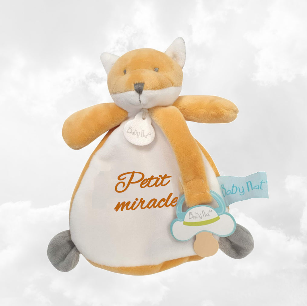 Coffret Doudou & Attache Sucette Renard Personnalisé | BabyNat