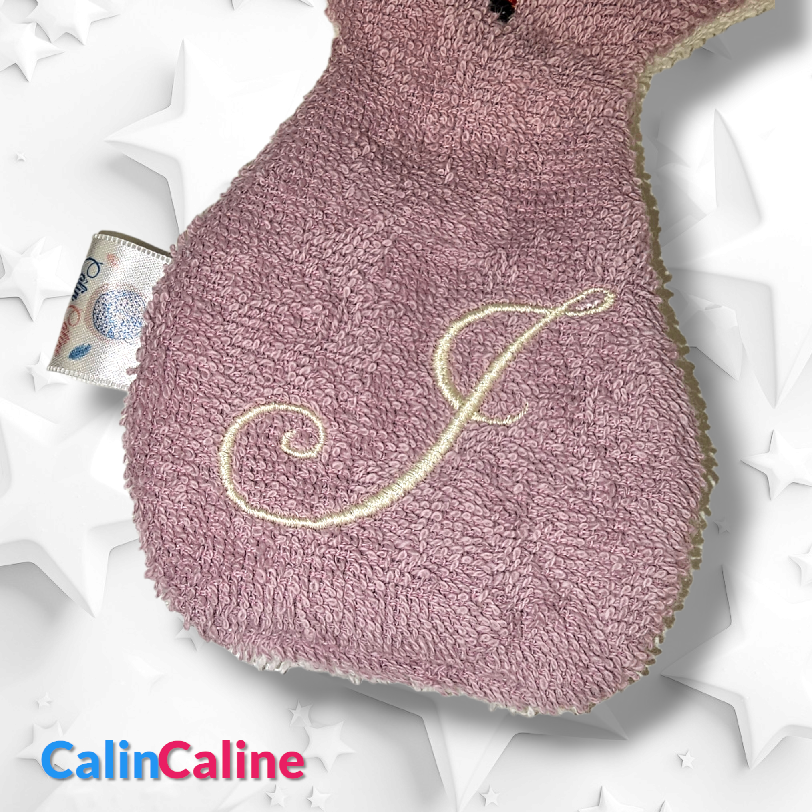 „Câlinou“ Schnullerhalter Schmusetuch Taschentuch | Schwamm und Buchstabe Ihrer Wahl