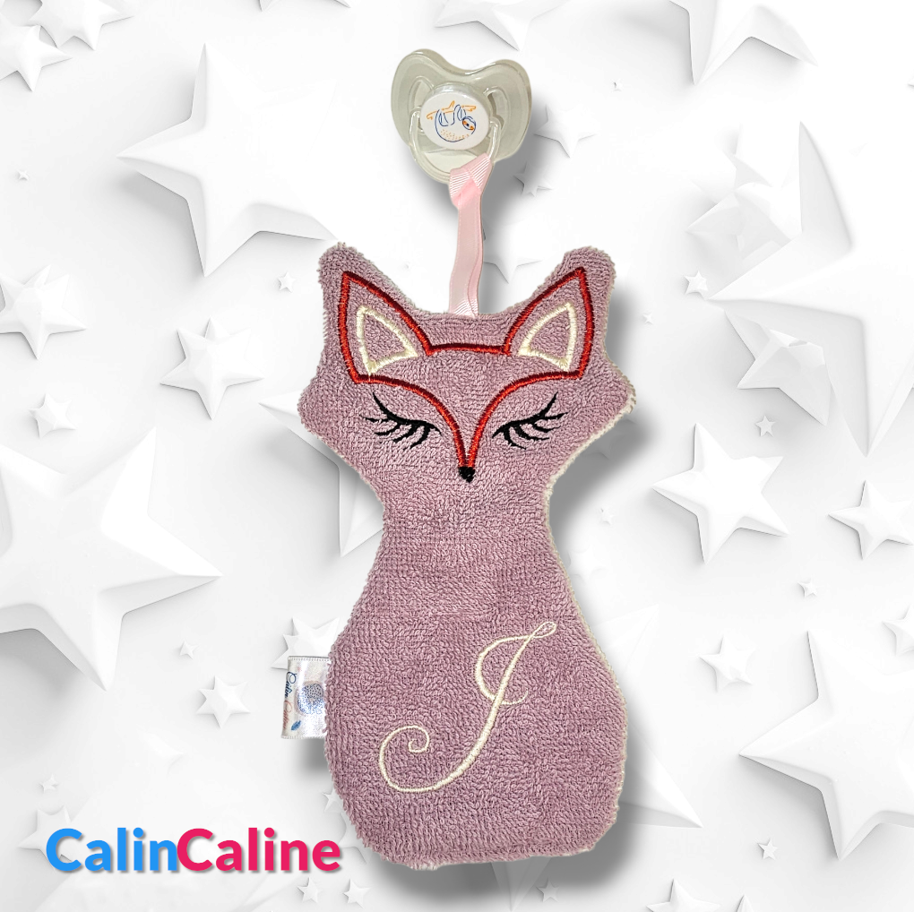 "Câlinou" pacifier holder comforter handkerchief | Sponge and letter of your choice