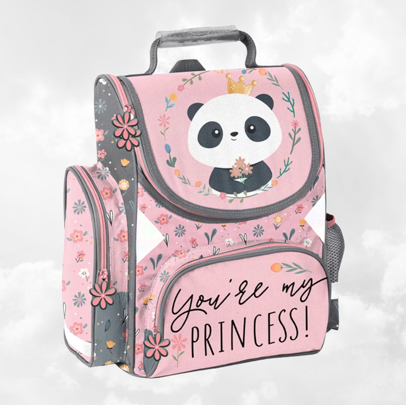 Sac à Dos Enfant Premium 36cm | Panda Rose | 3 Compartiments