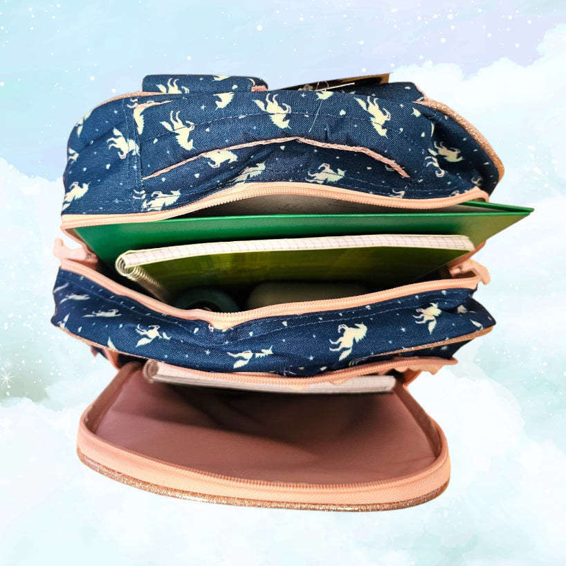 Sac à Dos Enfant Premium 41cm | Licorne Bleu | 2 Compartiments