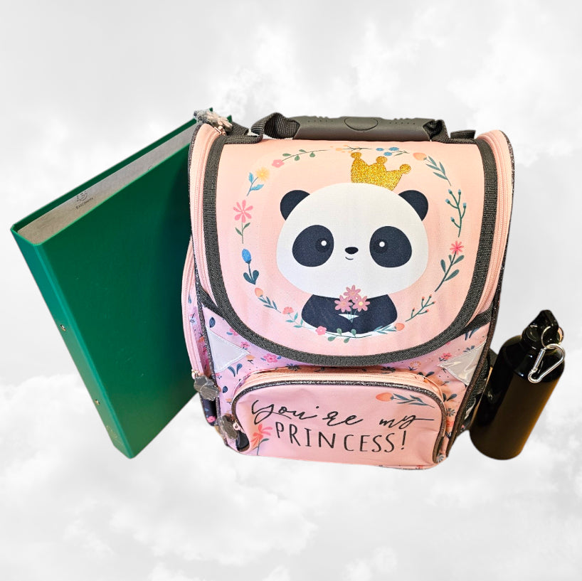 Sac à Dos Enfant Premium 36cm | Panda Rose | 3 Compartiments