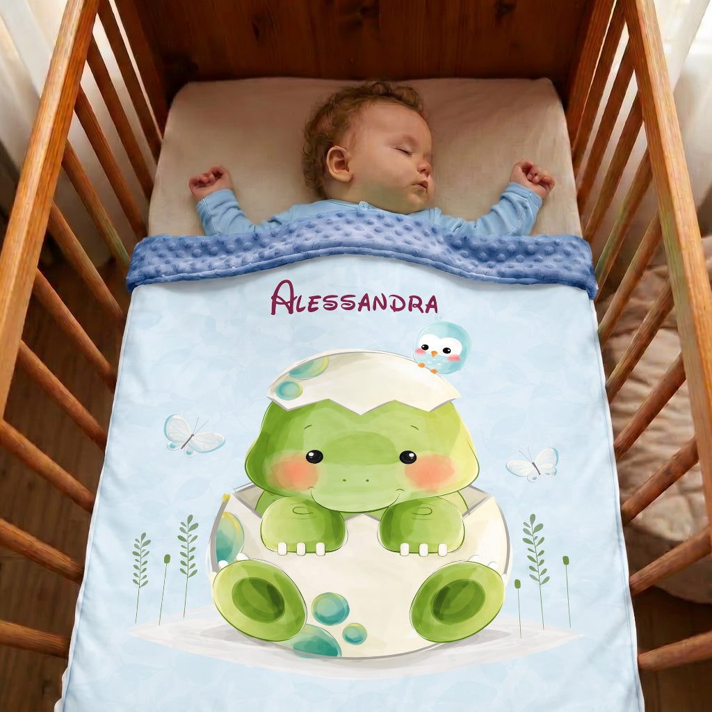 Couverture Plaid Baby Dinosaure | 70cm x 95cm | Couleur minky au choix