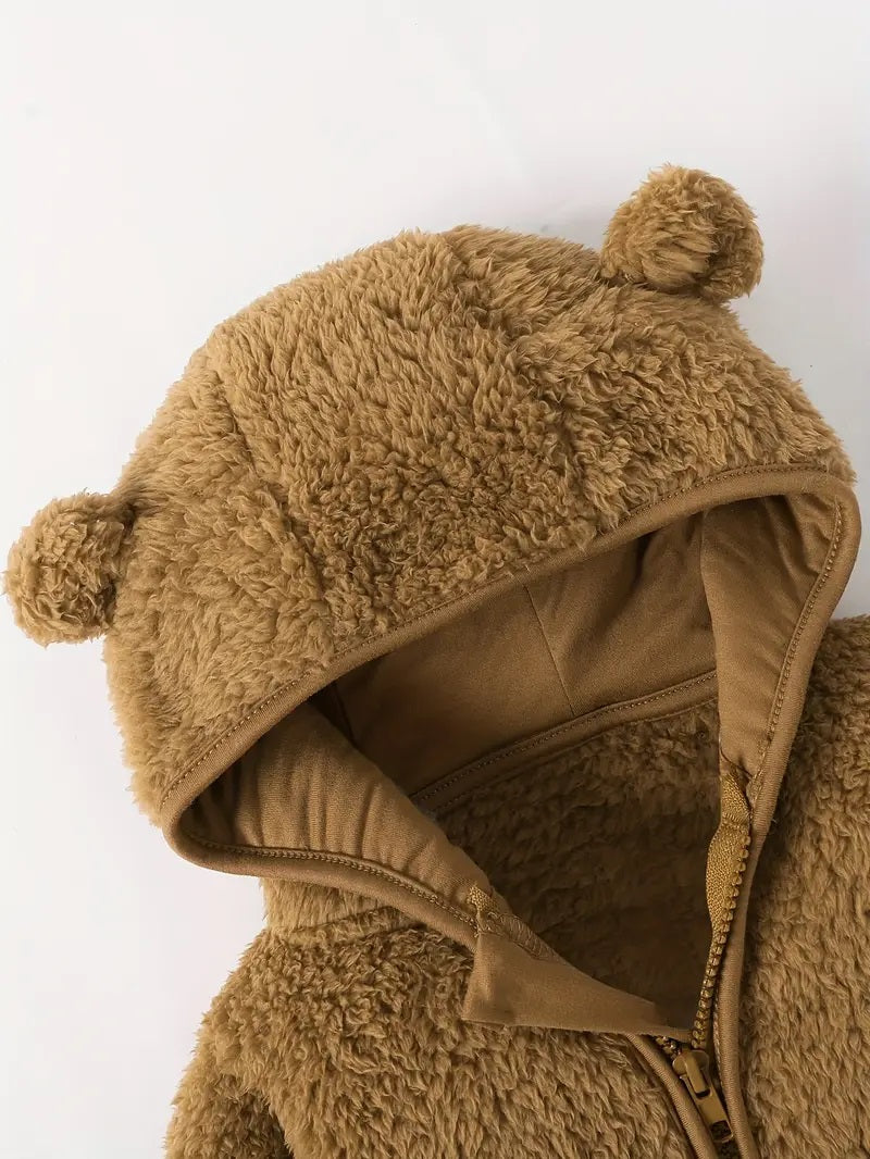 Veste Polaire Enfant -Brun Camel- | Message Brodé | De 6mois à 2 ans