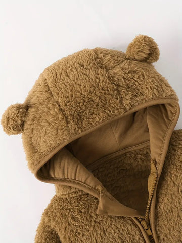 Veste Polaire Enfant -Brun Camel- | Message Brodé | De 6mois à 2 ans