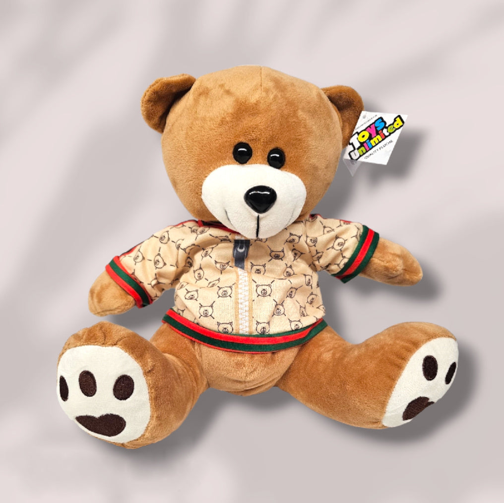 Peluche Ourson Calin 30cm avec Pull personnalisé brodé | Bande Rouge et Verte