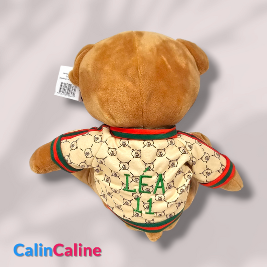 Ourson Calin 30cm avec Pull personnalisé brodé | Bande Rouge et Verte