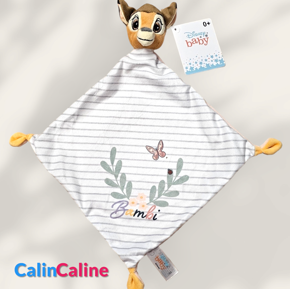 Doudou Disney Bébé Bambi Floral Personnalisé | Mouchoir 20cm