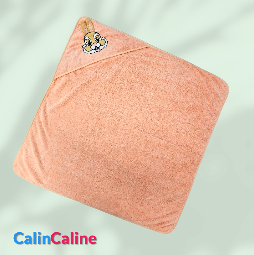Cape de bain Lapin Orange Personnalisée 0-3 ans | 80cm x 80cm